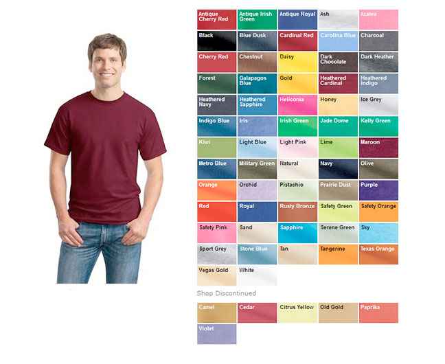 Gildan 6.1 ounce cotton t-shirts
